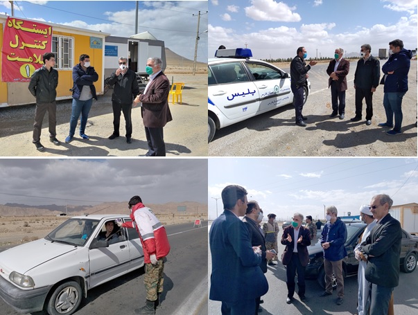 نظارت رییس شبکه بهداشت و درمان آباده بر ایستگاه های تب سنجی و قرنطینه مستقر در ورودی استان فارس