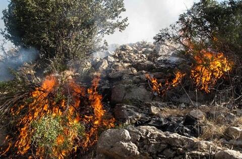 پیشروی آتش سوزی درارتفاعات منطقه سعادت آباد شوشتری
